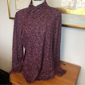 G.H. Bass Women's Maroon Fleck‎ Long Sleeve Angled Full Zip Collared Sweatshirt
